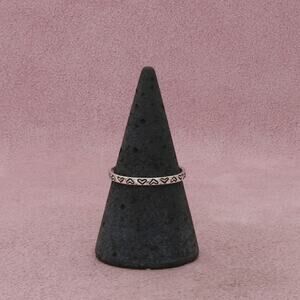 sterling silver dainty hearts stack band ring size 7.5